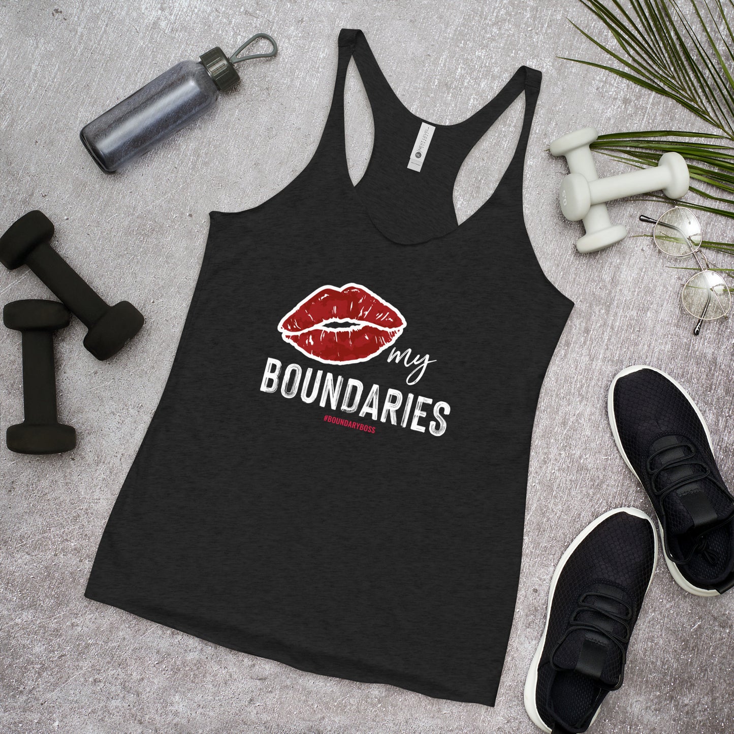 Kiss My Boundaries Women's Racerback Tank - dark