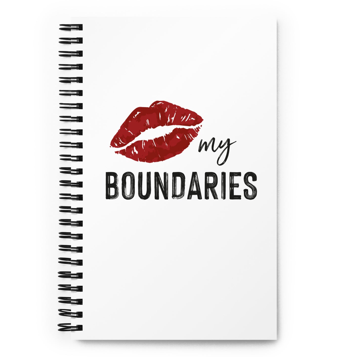 Kiss My Boundaries Spiral Notebook - White