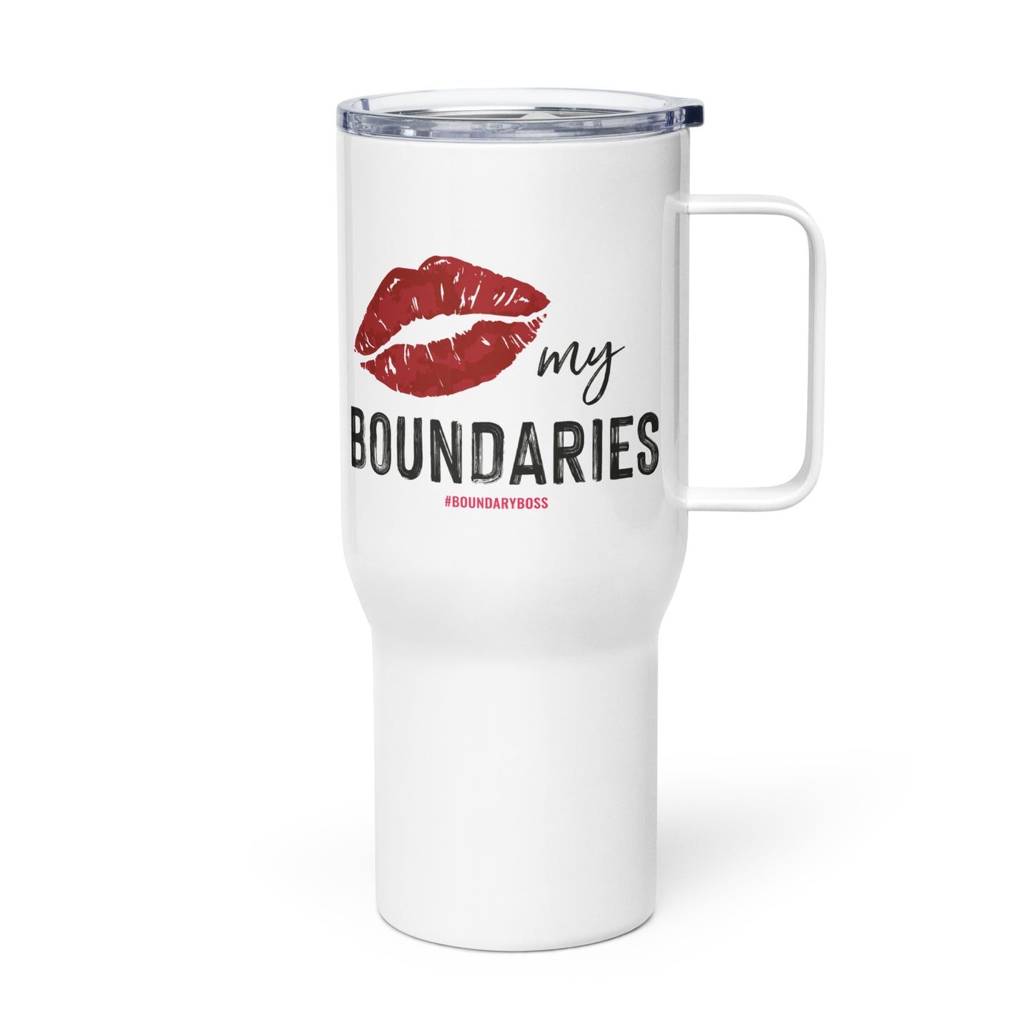 Kiss My Boundaries Travel Mug - White