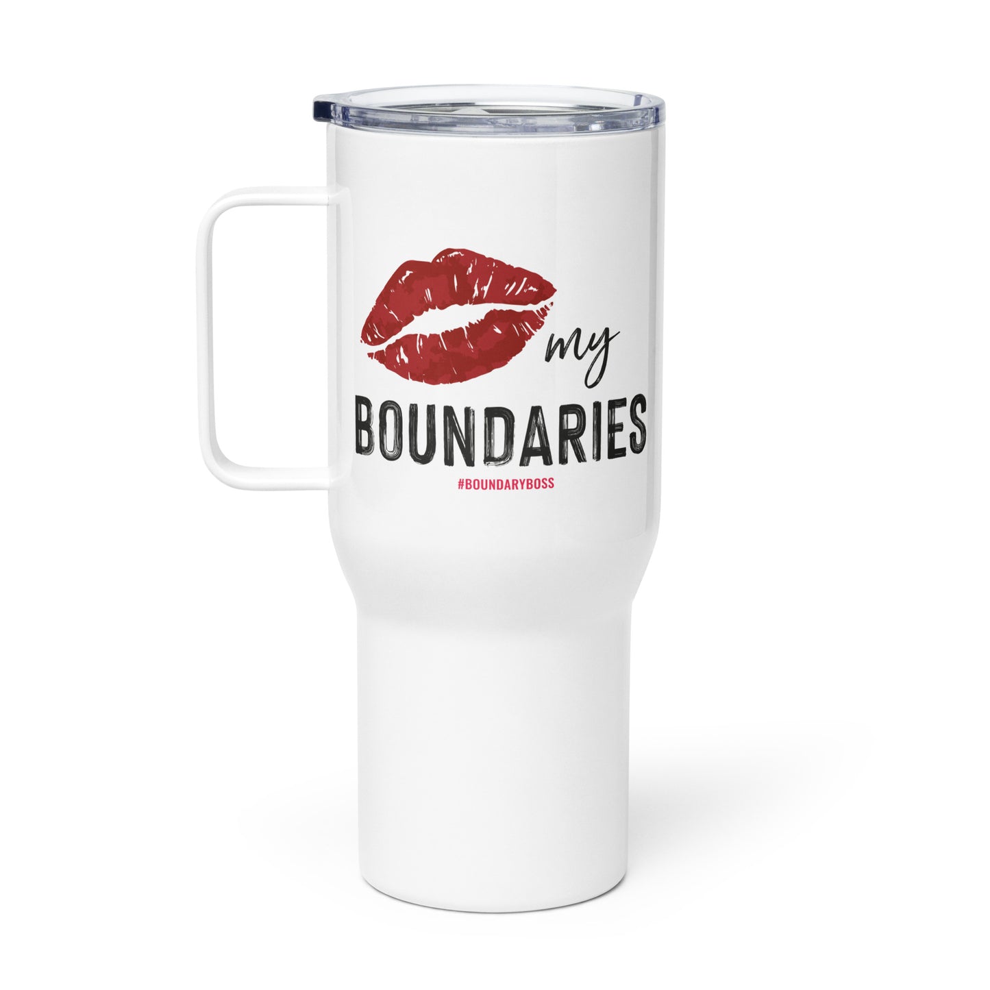 Kiss My Boundaries Travel Mug - White