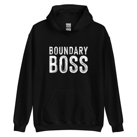 Boundary Boss Unisex Hoodie - Classic Logo White