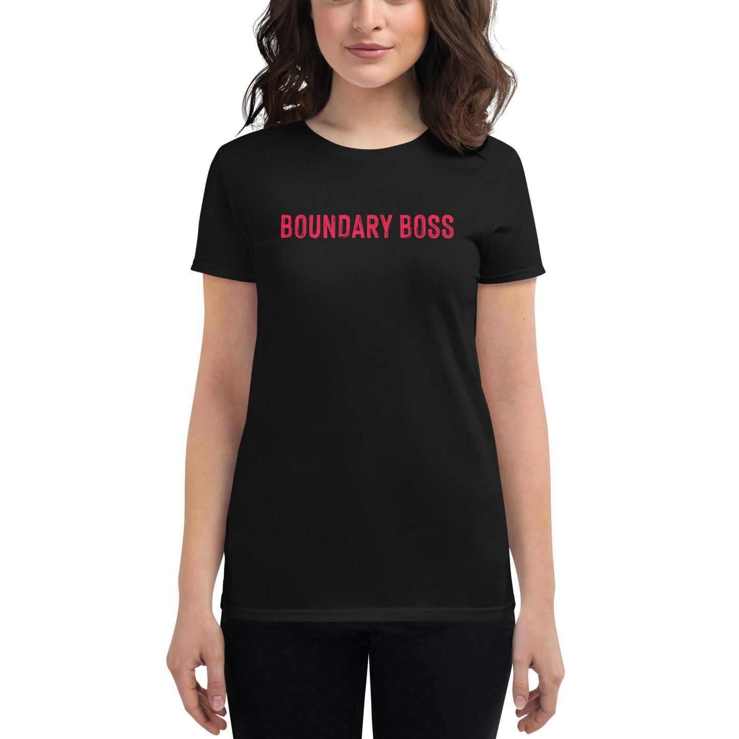 Boundary Boss Women's fashion fit shirt - classic logo red horizontal