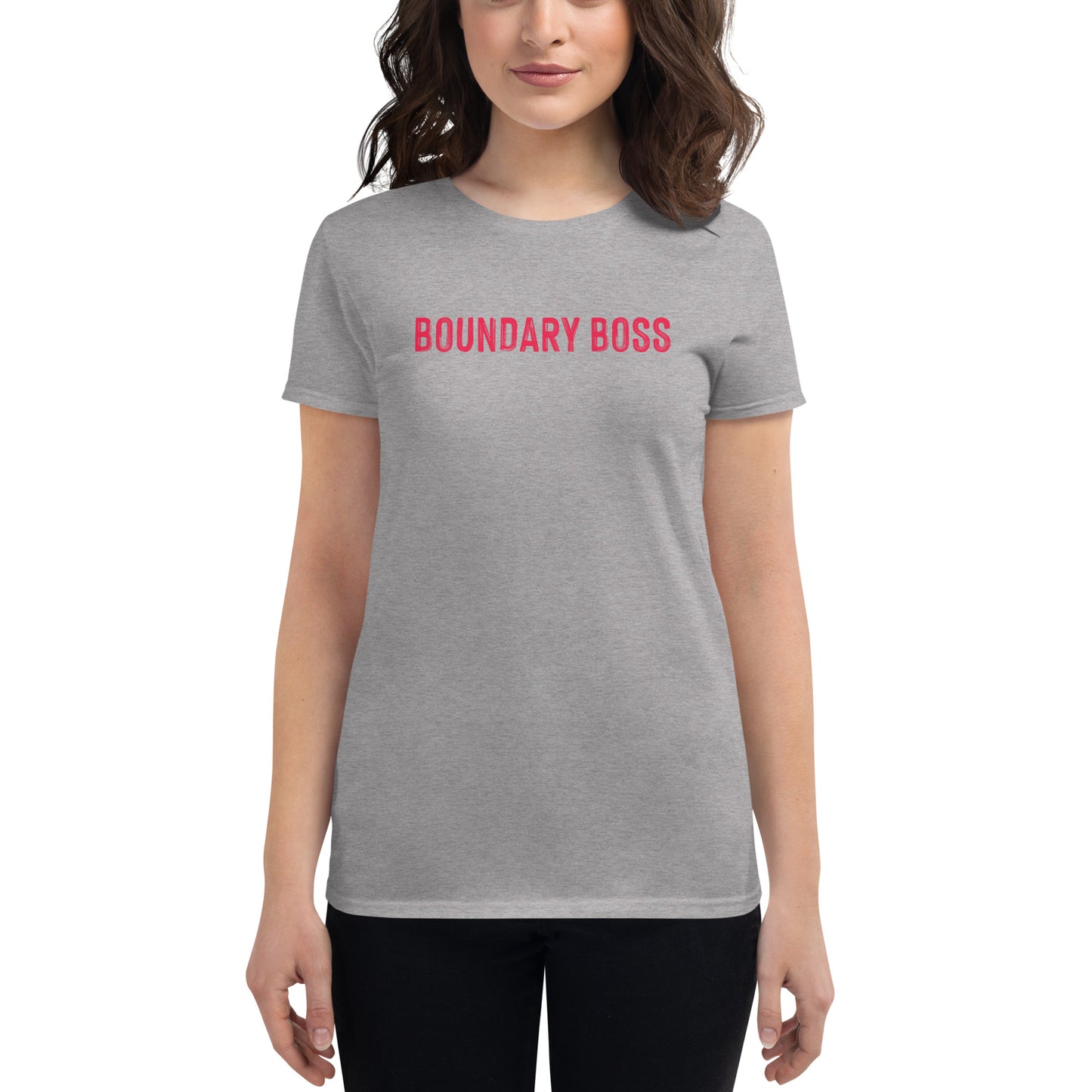 Boundary Boss Women's fashion fit shirt - classic logo red horizontal