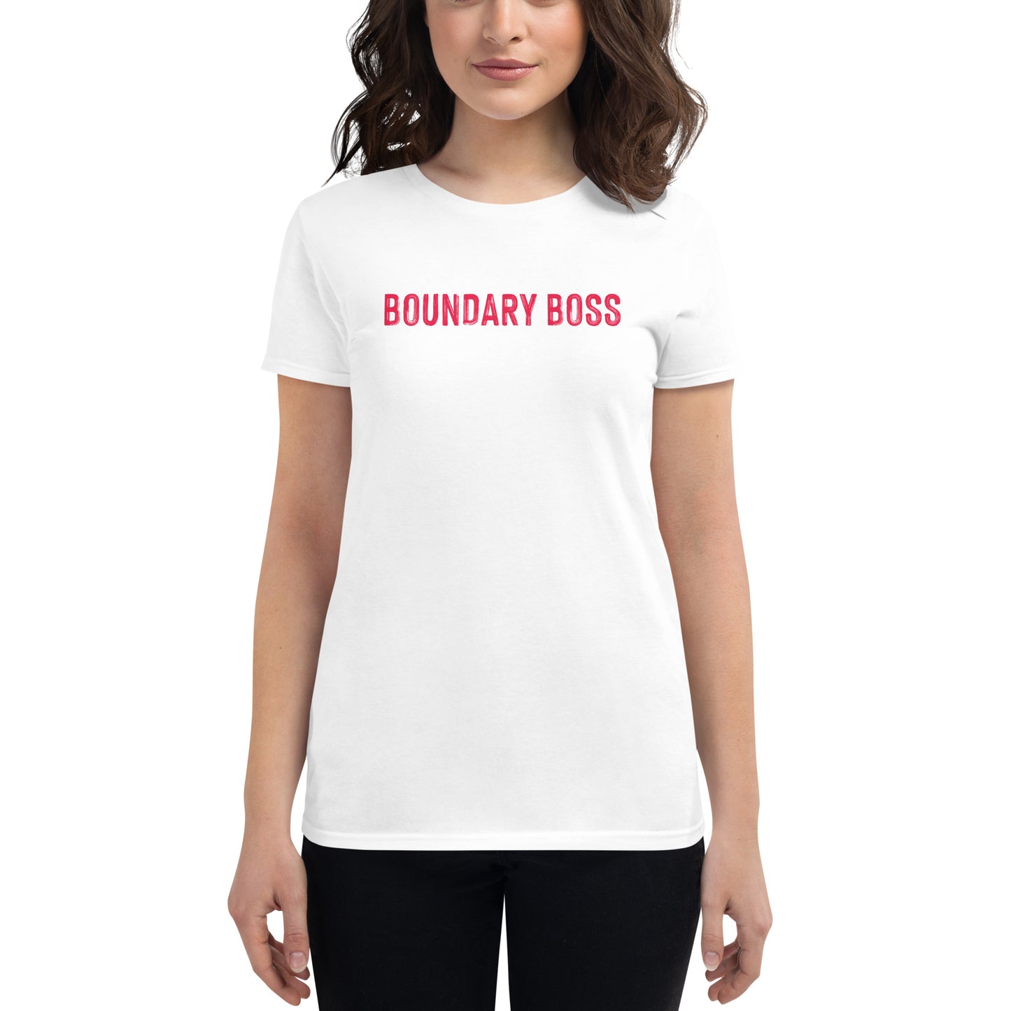 Boundary Boss Women's fashion fit shirt - classic logo red horizontal