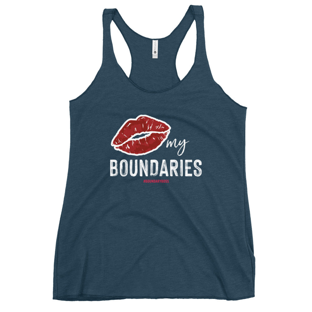 Kiss My Boundaries Women's Racerback Tank - dark