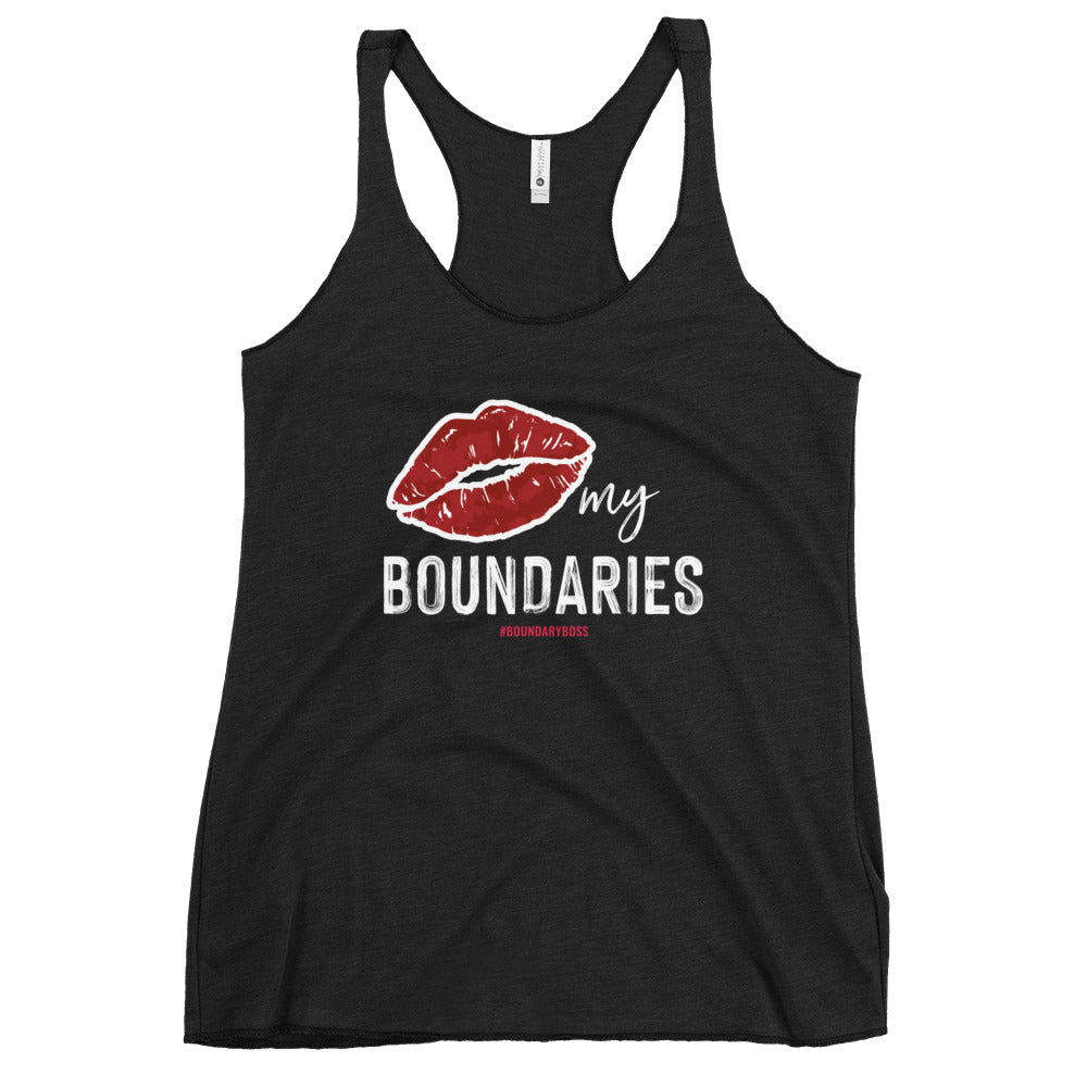 Kiss My Boundaries Women's Racerback Tank - dark