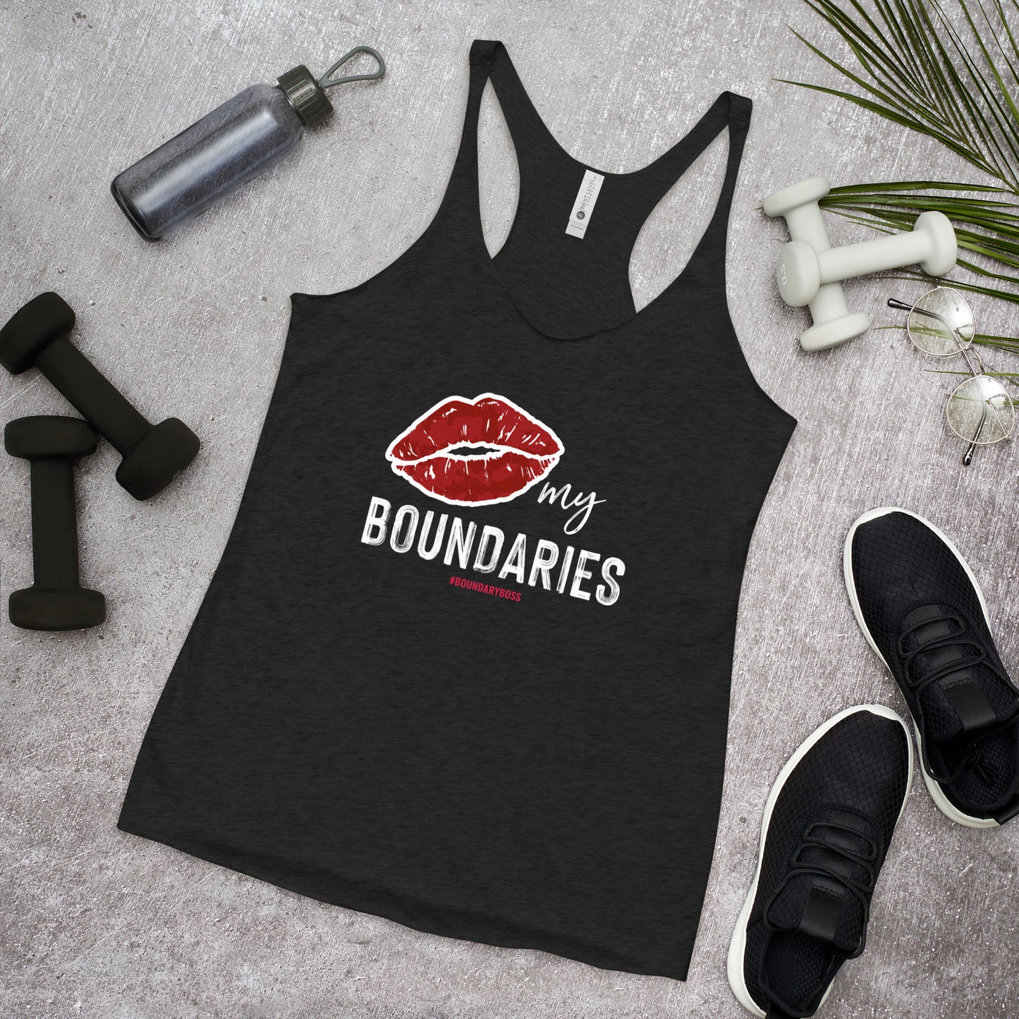 Kiss My Boundaries Women's Racerback Tank - dark