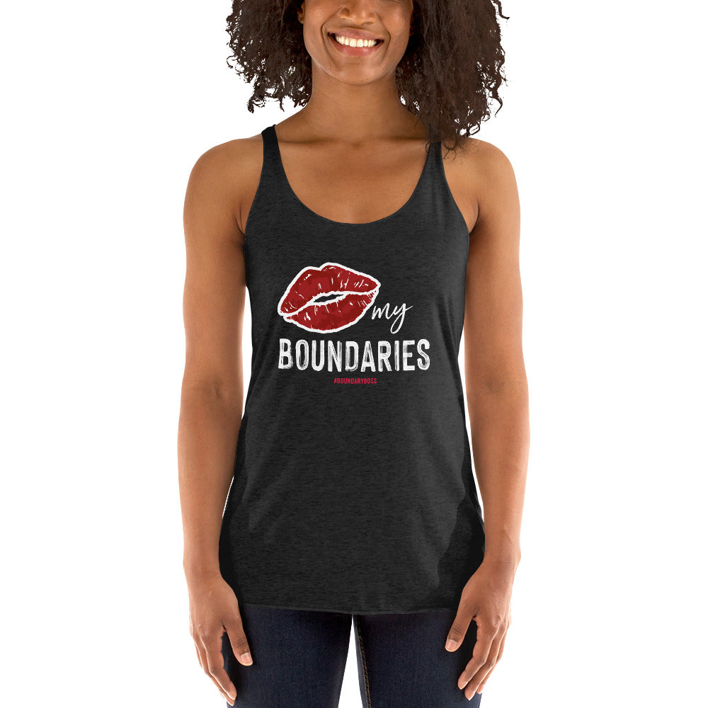 Kiss My Boundaries Women's Racerback Tank - dark